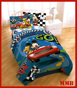 4pc Boys Twin Single Disney★mickey Mouse★road Rally Comforter Sheets Bedding Set