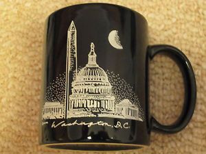 Souvenir Washington DC Black 9 oz Ceramic Coffee Mug Cup White House Monuments