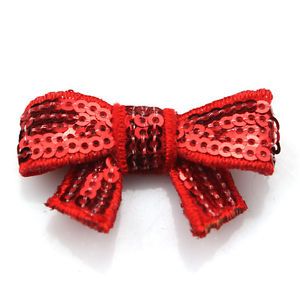 5pcs Red Sequins Bowknot Applique Hair DIY Dress Decoration Sewing Craft Supply