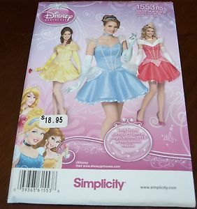 Simplicity Pattern 1553 Misses Flirty Disney Princess Costumes Sizes 14 22