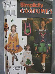Girls Simplicity Irish National Dance Costume Pattern 9131