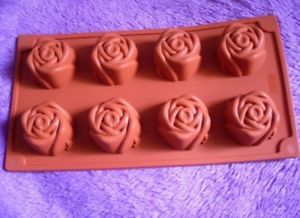 Silicone Cake Mold Muffin Cups Pan Soap 8 Rose Flower