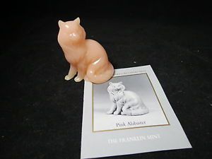Franklin Mint Curio Cabinet Cat Collection Pink Alabaster Figurine