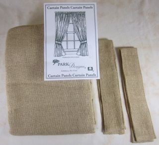 Country Tan Soft Cotton Burlap Unlined Curtain Panels w Tiebacks 72x63