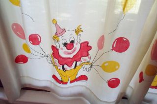 Vtg Mid Century Modern Circus Clown Nursery Baby Childs Curtains Swag Valance