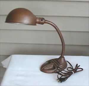 Vtg Rodale Gooseneck Desk Table Lamp Steampunk Cast Iron Art Deco Works