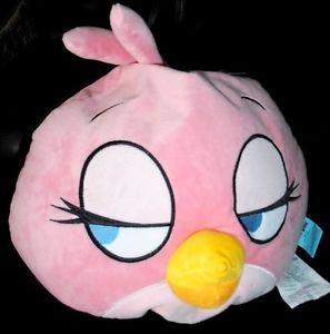 Angry Birds Big Soft Stella Pink Head Decorative Pillow PAL Toy Decor Brand New