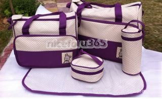 N4U8 Hot 5pc Multi Function Super Large Baby Diaper Tote Waterproof Shoulder Bag