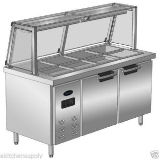 Stainless Steel Cold Sandwich Salad Preparation Table Glass Cover PSPT 60R