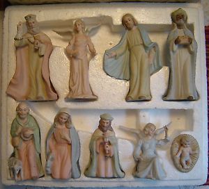 Vintage Porcelain Lefton Christmas Nativity Set Christopher Collection Figurines
