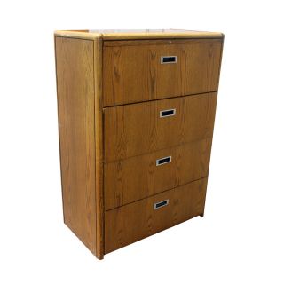 Vintage Four Drawer Wood File Cabinet
