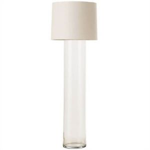 Polished Nickel Glass Art Deco Cylinder Floor Lamp