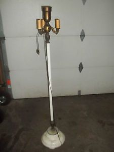Vintage Antique Cast Iron Floor Lamp w Marble 3 Arm