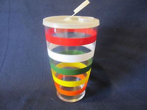Anchor Hocking Stripe Fiesta Band Glass Pitcher Vintage Juice Drink Ware 4 Cup