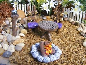 Miniature Fairy Gnome Furniture Garden Kit Purple OOAK Planter Garden Decor