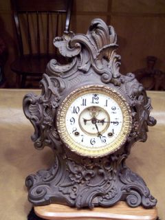 Antique Ansonia 15" Bronze New York Pendulum Open Escapement Mantel Clock