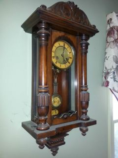 Antique German Wall Clock with R A Pendulum