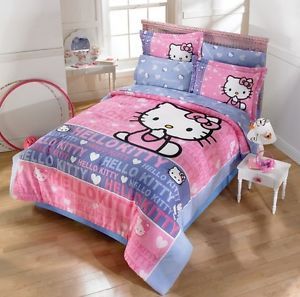 Twin Full Bunk Bed Girls Hello Kitty Smiley Comforter Set
