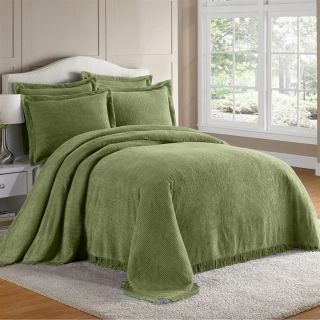 100 Cotton Chenille Bedspread Bedding Set Twin Full Queen King Sage Green