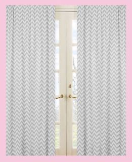 Sweet JoJo Designs Pink Gray Zigzag Chevron Print Window Treatment Panel Curtain