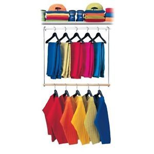 Double Rack Hanging Closet Organizer System for Clothes Solid Wood Construction