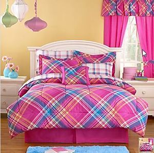 Pink Blue Yellow Plaid Coordinated Curtains Drapes