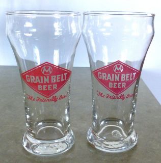 Vintage Pair of Grain Belt Beer 5 5" Glasses "The Friendly Beer
