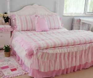 King Queen Full Twin Princess Shabby Floral Chic Pink Duvet Comforter Cover Set