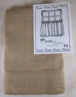 Park Designs Country Tan Burlap Cotton Unlined Tier Curtains 72x36