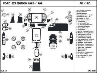 Ford Expedition 97 99 1997 1998 1999 Dash Kit Trim Wood Dashboard FD 17D 40 Pcs