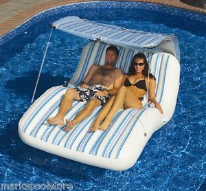 Luxury Cabana Inflatable Swimming Pool Float Raft Tube Lounger with Air Pump