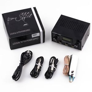 Pro LCD Digital Dual Tattoo Power Supply Foot Pedal Switch Long Clip Cord Kit