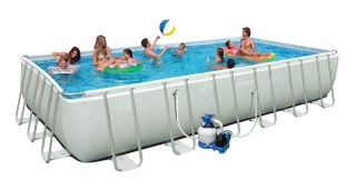 Intex 24' x 12' x 52" Ultra Frame Rectangular Swimming Pool Set 54977EG