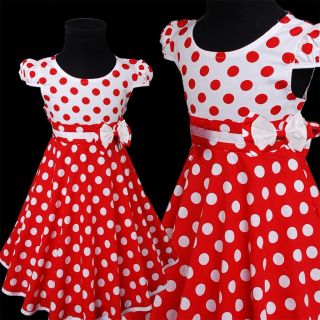 New Red White Polka Dots Cap Sleeve Girl Spring Flower Pageant Floral Dress