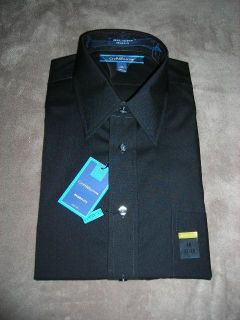 Croft Barrow Broadcloth Solid Black Long Sleeve Casual Dress Shirt $36 NWT