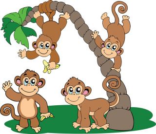 Monkeys Palm Tree Wall Sticker Vinyl Decal Kids Room Decor