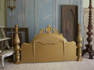 OMG Old Shabby Queen or Full Headboard Chic Distressed French Gold Paint