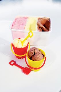 Ice Cream Bucket and Spade Desert Bowl and Spoon Gift Set Novelty Dining Fun