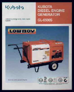 Kubota GL 6500S Diesel Engine Generator Brochure '98