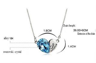 1x Gold Silver Plated Shiny Rhinestone Heart Love Crystal Pendant Chain Necklace
