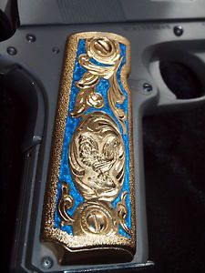 1911 Colt 45 38 Super German Silver 24K Gold Plated Pistol Grips Free Screws