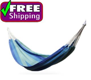 New Single Hanging Hammock Bed Cotton Rope Canvas Fabric Stripe Hammock Blue Red