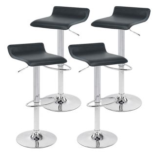 4 New Black Swivel Seat Modern Bombo Chair Pub Bar Stool Barstools Chrome Lot