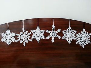 New Handmade Crochet White Christmas Snowflake Ornaments Tree and Home Decor