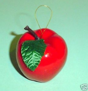 Satin Leaf Red Apple Ornament Holiday Christmas Decor