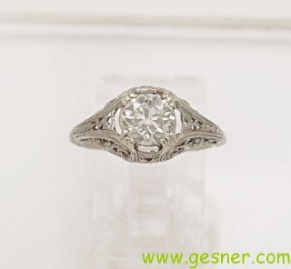 Antique White Gold Diamond Engagement Ring