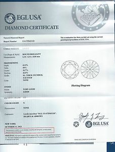 EGL USA Certified 1 01ct Hearts Arrows Round Brilliant Cut Diamond SI2 G