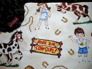 Girl Baby Kids Boy Western Vintage Retro Cowboy Cowgirl Bedding Blanket Crib