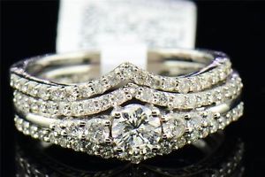 Ladies 14k White Gold Round Solitaire Diamond Engagement Ring Bridal Set 1 01 Ct