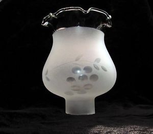 Ruffled Frosted Etched Glass Chandelier Candle Hurricane Lamp Light Shade Globe
